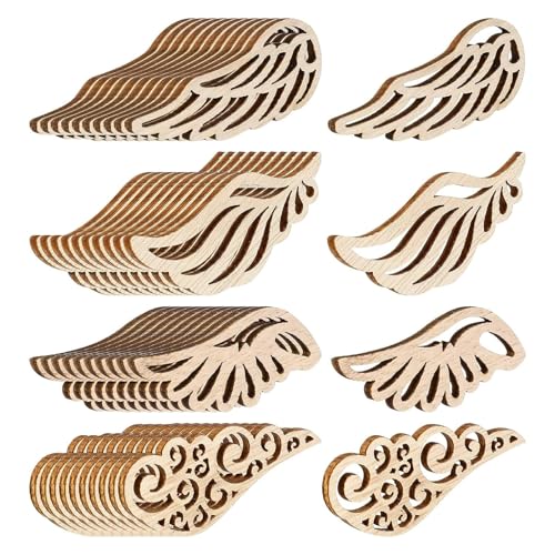 MsTeco 80 Stück DIY Holzflügel Aushöhlen, Hohle Engelsflügel, Bokeh-Dekoration aus Holz, Holzhandwerk, für DIY Basteln Handwerk Weihnachten Hochzeit Geburtztag Deko - 4 Stile MsTeco 80 Stück DIY Holzflügel Aushöhlen, Hohle Engelsflügel, Bokeh-Dekoration aus Holz, Holzhandwerk, für DIY Basteln Handwerk Weihnachten Hochzeit Geburtztag Deko - 4 Stile von MsTeco