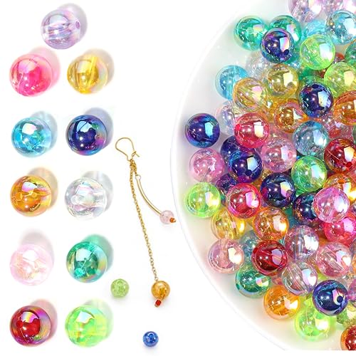 MsTeco Acrylperlen,800 Stück Bunte Perlen Große Perlen 8mm Perlen Rund Bastelperlen zum Auffädeln für DIY Schmuckherstellung, Armbänder, Halsketten Basteln von MsTeco