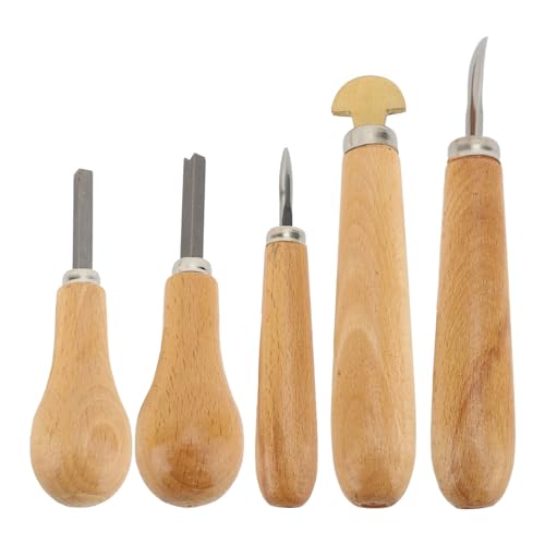 Msiud 5 Teiliges Steinfass Set mit Zinken und LüNette, Graviermeister Gravers Mit Holz Griffe Werkzeug Schmuck Setzwerkzeug Set Mit Holzgriff für Professionelle Juwelier von Msiud