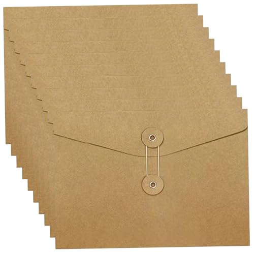 Dokumentumschläge 10pcs Kraftpapier 9x7 -Zoll -Dateiumschläge mit Zeichenfolge zum Schließen des vintage -tragbaren Dateiordners für Office, Schuldokumentumschlag von Mskmnkot