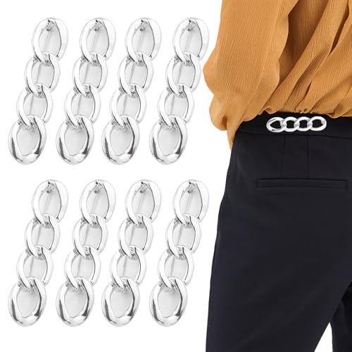 Knopfstifte für Jeans 8pcs Verstellbar wiederverwendbar ohne Sew Pant Taille Straffy Minialist 2.4x0, 6 Zoll Legierungsrock Jean -Knopfstifte, silberne Jeansknöpfe für lose Jeans von Mskmnkot
