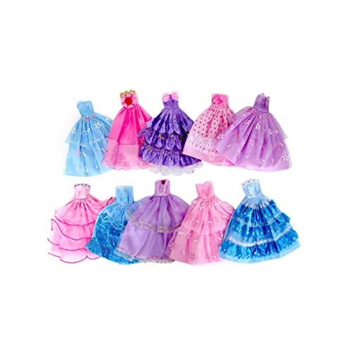 Mskmnkot 10 PCs handgefertigte Neuheit Kleider Hochzeitsfeierkleid Kleider Kleidung für Puppen Weihnachten (zufällige Farbe/Stil) handgefertigte Kleidung für Puppen von Mskmnkot