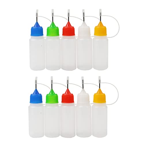 Mskmnkot 10Packs Precision Tip Applicator Bottles 15ML Needle Tip Glue Bottle Plastic Dropper Bottle Needle Drip Bottles For DIY Craft(Random Color) von Mskmnkot