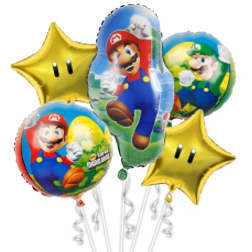 5 Stück Luftballon super bros,folienballon super bros,ballon geburtstag super bros,luftballon super bros deko,luftballon set super bros,für kinder geburtstagsdeko super bros(A) von Mstnoixgc
