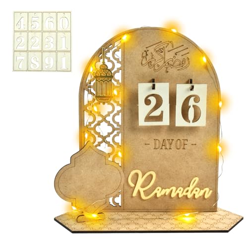 Ramadan Deko Aus Holz, LED Ramadan Kalender, Mubarak Kalender, Ramadankalender Kinder, Geeignet für Den 30-Tägigen Countdown Zum Ramadan, Eid-Dekoration/A Ramadan Deko Aus Holz, LED Ramadan Kalender, Mubarak Kalender, Ramadankalender Kinder, Geeignet für Den 30-Tägigen Countdown Zum Ramadan, Eid-Dekoration/A von Mstnoixgc
