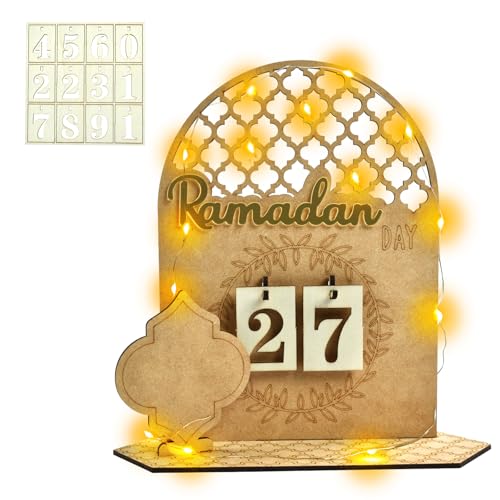 Ramadan Deko Aus Holz, LED Ramadan Kalender, Mubarak Kalender, Ramadankalender Kinder, Geeignet für Den 30-Tägigen Countdown Zum Ramadan, Eid-Dekoration/B Ramadan Deko Aus Holz, LED Ramadan Kalender, Mubarak Kalender, Ramadankalender Kinder, Geeignet für Den 30-Tägigen Countdown Zum Ramadan, Eid-Dekoration/B von Mstnoixgc