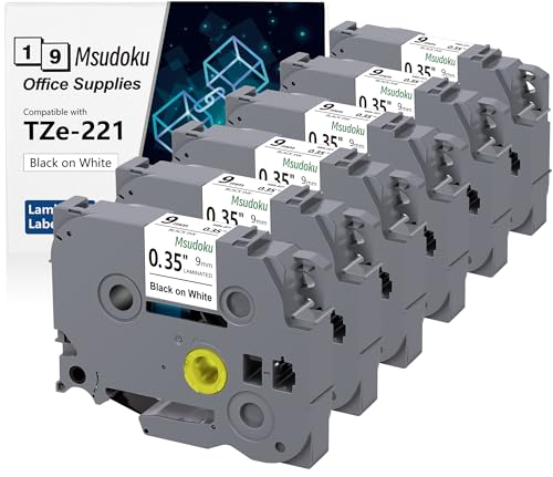6x Msudoku TZe-221 Kompatibel mit Brother P Touch Bänder 9mm 0.35 TZe221 TZ-221 Weiß Schriftband Kompatibel für PTD210 PTD220 PTD600 PT-D410, 9mm x 8m 6x Msudoku TZe-221 Kompatibel mit Brother P Touch Bänder 9mm 0.35 TZe221 TZ-221 Weiß Schriftband Kompatibel für PTD210 PTD220 PTD600 PT-D410, 9mm x 8m von Msudoku