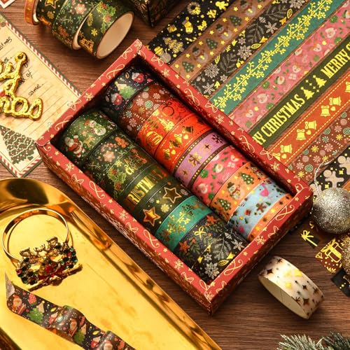 17 Rollen Weihnachten Washi Tape Set,Rot Grün Dekoband Masking Tape Dekorative Selbstklebendes Papier Klebeband Weihnachten Kunst Handwerk Tape DIY Scrapbooking Geschenkverpackung Dekorationen 17 Rollen Weihnachten Washi Tape Set,Rot Grün Dekoband Masking Tape Dekorative Selbstklebendes Papier Klebeband Weihnachten Kunst Handwerk Tape DIY Scrapbooking Geschenkverpackung Dekorationen von Mtbricey