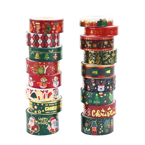 17 Rollen Weihnachten Washi Tape Set Multi-Muster Dekoratives Washi Tape Gold Folie Masking Klebeband Papier Klebeband Aufkleber Scrapbooking Dekorative Klebeband für DIY Handwerk Geschenkverpackung 17 Rollen Weihnachten Washi Tape Set Multi-Muster Dekoratives Washi Tape Gold Folie Masking Klebeband Papier Klebeband Aufkleber Scrapbooking Dekorative Klebeband für DIY Handwerk Geschenkverpackung von Mtbricey