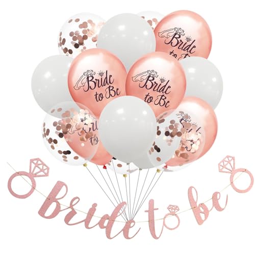 Junggesellenabschied Deko Set,Jga Deko Frauen,Bride to Be Deko,15 Luftballons,1 Bride To Be Brief Banner,Junggesellinnenabschied Luftballons mit Glitzer,für Brautparty Hochzeit Polterabend Zubehör von Mtbricey