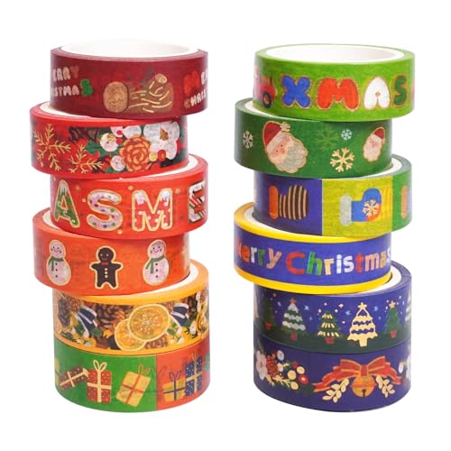 Weihnachten Washi Tape Set 12 Rollen Dekorative Masking Tape Weihnachtsbäume Weihnachtsmann Selbstklebendes Klebeband für Weihnachten Handwerk DIY Scrapbooking Planer Geschenk Verpackung Dekorationen Weihnachten Washi Tape Set 12 Rollen Dekorative Masking Tape Weihnachtsbäume Weihnachtsmann Selbstklebendes Klebeband für Weihnachten Handwerk DIY Scrapbooking Planer Geschenk Verpackung Dekorationen von Mtbricey