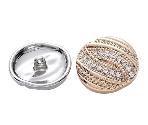 10 Stück Knöpfe Goldfarbene Metallknöpfe mit Strass-Detail für Mäntel und Anzüge, Farbe 1-10 Stück, 23mm von Mtjujuswo