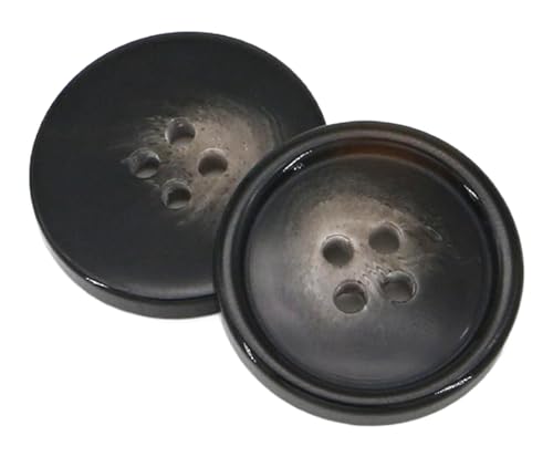 10 Stück Knöpfe Schwarze Harz-Vierlochknöpfe für Mäntel und Anzüge, Farbe 14-10 Stück, 25mm von Mtjujuswo