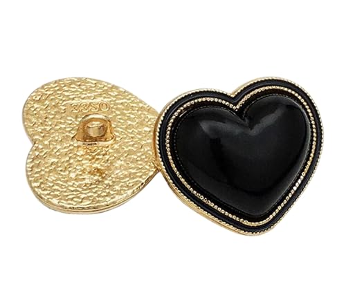 10 Stück Knöpfe Schwarze herzförmige Metallknöpfe für Mäntel und Pullover, Farbe 1-10 Stück, 25mm von Mtjujuswo