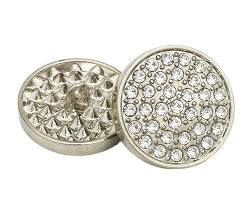 10 Stück Knöpfe Silber Metall Mantelknöpfe mit Strass, Farbe 1-10 Stück, 22,5mm von Mtjujuswo