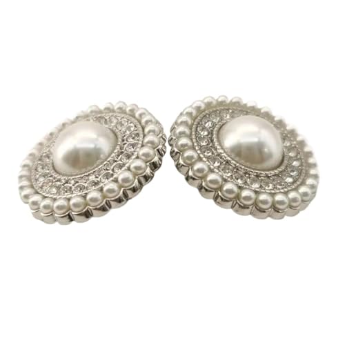 6 Stück dekorative Metallknöpfe mit Strass und Perlen für Kleidung, Silber, 20mm 6 Stück 6 Stück dekorative Metallknöpfe mit Strass und Perlen für Kleidung, Silber, 20mm 6 Stück von Mtjujuswo