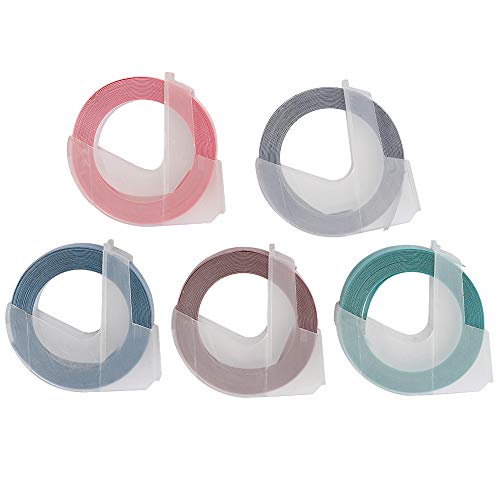 Mtlavishness 5 PCs Präge Tape Handbuch 3D Dekorative Handbuch DIY PVC Label Maker Tape Starke haltbare tragbare für mehrere Maschinen mit verschiedenen Farben 9mm 3meter B Set (C Set) von Mtlavishness