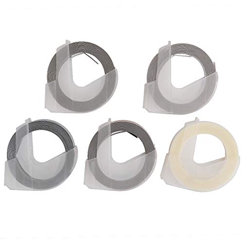 Mtlavishness 5 PCs Präge Tape Handbuch 3D Dekorative Handbuch DIY PVC Label Maker Tape Starke haltbare tragbare für mehrere Maschinen mit verschiedenen Farben 9mm 3meter B Set (Type D) von Mtlavishness