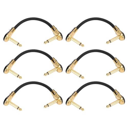 Mtlavishness 6 pcs Gitarrenwirkung Pedalkabel Flexible sichere Verbindung und klare Klangqualität für Elektroguitarren Bass -Gitarren Keyboard Pedal Effects Amplifier -Mischer und (Flat Head Gold) von Mtlavishness