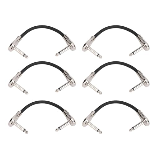 Mtlavishness 6 pcs Gitarrenwirkung Pedalkabel Flexible sichere Verbindung und klare Klangqualität für Elektroguitarren Bass -Gitarren Keyboard Pedal Effects Amplifier -Mischer und (Flat Head Silver) von Mtlavishness