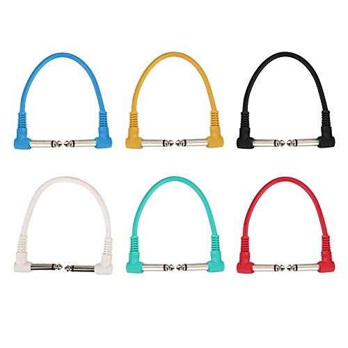 Mtlavishness 6pcs 1/4 Zoll Rechtswinkel Audio -Patch -Kabel Festlebende Kupferkabel ideal für E -Gitarren -Pedal -Schallangaben und andere 1/4 bis 1/4 Signalpegel -Patching von Mtlavishness