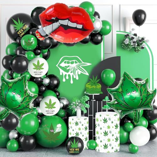 Blattballon-Bogengirlande-Set, 131 Stück, 420 Party-Dekorationen, Ballon mit Lippen, Blatt-Folienballons für Blatt-420-Mottoparty Blattballon-Bogengirlande-Set, 131 Stück, 420 Party-Dekorationen, Ballon mit Lippen, Blatt-Folienballons für Blatt-420-Mottoparty von MtnBuzin
