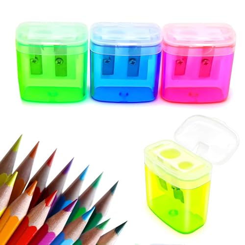 MtnLaur Anspitzer mit Behälter 4 Stück, Anspitzer Kinder, Spitzer mit Buntstifte, Anspitzer mit Doppellöchern und Deckel, Tragbarer Handheld Bleistiftspitzer, für Schule Büro Zuhause und Outdoor MtnLaur Anspitzer mit Behälter 4 Stück, Anspitzer Kinder, Spitzer mit Buntstifte, Anspitzer mit Doppellöchern und Deckel, Tragbarer Handheld Bleistiftspitzer, für Schule Büro Zuhause und Outdoor von MtnLaur