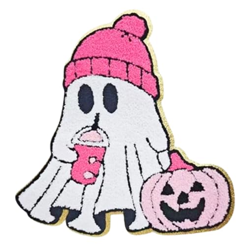 Große Halloween-Aufnäher zum Aufbügeln für Kleidung, rosa Geist, Chenille, bestickte Applikation für Kleidung, Halloween-Dekoration, Bastelzubehör für Hüte, Jacken, Kleidung, T-Shirts, Rucksäcke Große Halloween-Aufnäher zum Aufbügeln für Kleidung, rosa Geist, Chenille, bestickte Applikation für Kleidung, Halloween-Dekoration, Bastelzubehör für Hüte, Jacken, Kleidung, T-Shirts, Rucksäcke von Mtruil