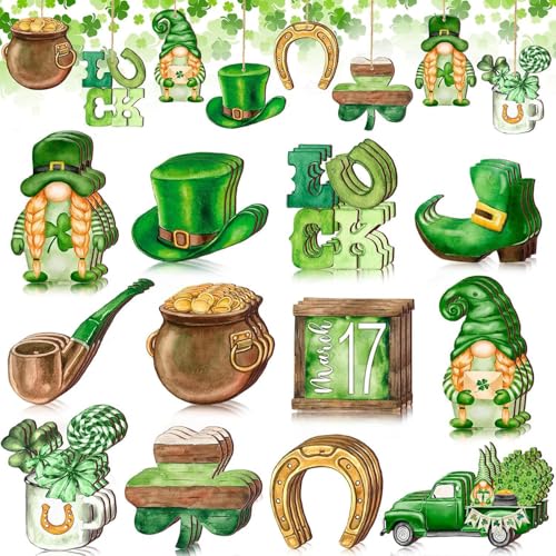St. Patricks Day Ornamente für Baum Kleeblatt Ornamente Holz Zwerg St. Patricks Day Dekorationen 12 Stück Glückliche hängende Ornamente für St. Patricks Day Baum für St. Patrick's Party Supplies St. Patricks Day Ornamente für Baum Kleeblatt Ornamente Holz Zwerg St. Patricks Day Dekorationen 12 Stück Glückliche hängende Ornamente für St. Patricks Day Baum für St. Patrick's Party Supplies von Mtruil