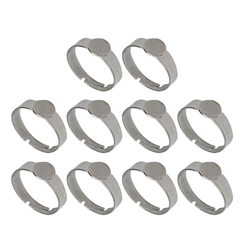 10pcs Edelstahlverstellbare Ringe Plattformen Für Kreative Schmuckringe Basen Perfekt Für Handgefertigten Schmuck von Mtucegi