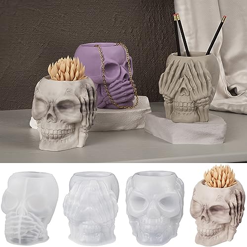 3 Stile Schädel Blumenpot Silikonform Epoxidharz Dekoration Machen von Mtucegi