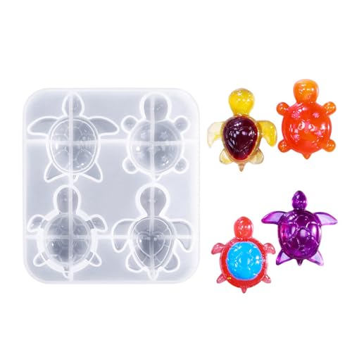 4-Kompartiment Schildkröte Silikonschmuck Anhänger Schimmel Für Handgefertigte Schlüsselbund Ornamente Home Car Decoration Geschenk Schildkröte Silikonform Für Autozubehör von Mtucegi