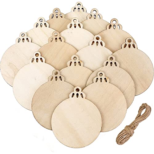 20 Stück Weihnachten Holzkugeln Runde Holzscheiben Holzscheibe Hängende Ornamente Kugeln für DIY Handwerk Weihnachtsbaum Dekoration von Mu Mianhua