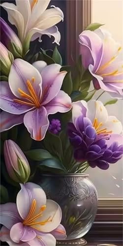 5D Diamond Painting,DIY Diamond Painting Kunst Lila Blumenfür Erwachsene Kinder Diamant Malerei Runde Bohrer Stickerei Vase Kreuzstich Kunsthandwerk Wanddekoration 100x210cm 5D Diamond Painting,DIY Diamond Painting Kunst Lila Blumenfür Erwachsene Kinder Diamant Malerei Runde Bohrer Stickerei Vase Kreuzstich Kunsthandwerk Wanddekoration 100x210cm von Muaor