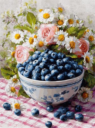 Blaubeer-Schale Gänseblümchen Malen Nach Zahlen Erwachsene mit Rahmen,paint by numbers 55x70cm DIY malen nach zahlen leinwand Set mit Pinsel und Acrylfarben,Wanddekoration für Zuhause Blaubeer-Schale Gänseblümchen Malen Nach Zahlen Erwachsene mit Rahmen,paint by numbers 55x70cm DIY malen nach zahlen leinwand Set mit Pinsel und Acrylfarben,Wanddekoration für Zuhause von Muaor