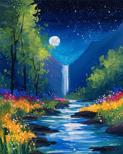 Malen Nach Zahlen für Erwachsene Gebirgsbach Mond,20x26inch malen nach zahlen erwachsene Set Ohne Rahmen,DIY Acrylic Handgemalt Ölgemälde Kit,Geschenk für Frauen und Männer Malen Nach Zahlen für Erwachsene Gebirgsbach Mond,20x26inch malen nach zahlen erwachsene Set Ohne Rahmen,DIY Acrylic Handgemalt Ölgemälde Kit,Geschenk für Frauen und Männer von Muaor