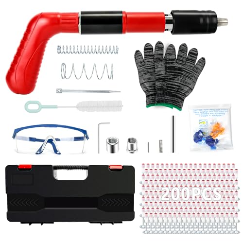Nagelpistole Nail Gun, Bolzenschussgerät 5 Gänge Mini Nagelpistole Nagelpistole für Stahl & Beton, Tragbare Nagelpistole Befestigungswerkzeug für Decken-/Draht-Hider mit 200 Runden Nägeln von Mucek