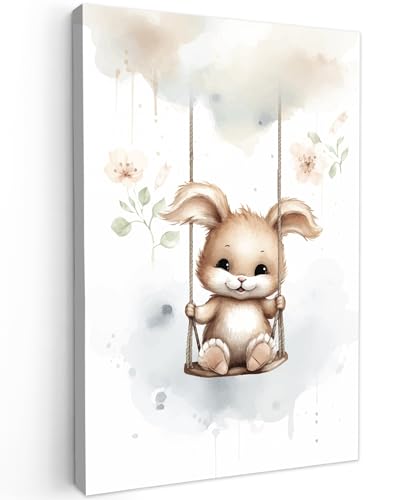 MuchoWow© Leinwände 40x60 cm Wand Bilder Leinwand Wall Deko Geschenke Bilder Jungen Mädchen Kaninchen - Babytier - Kinder - Kinderzimmer - Babyzimmer von MuchoWow