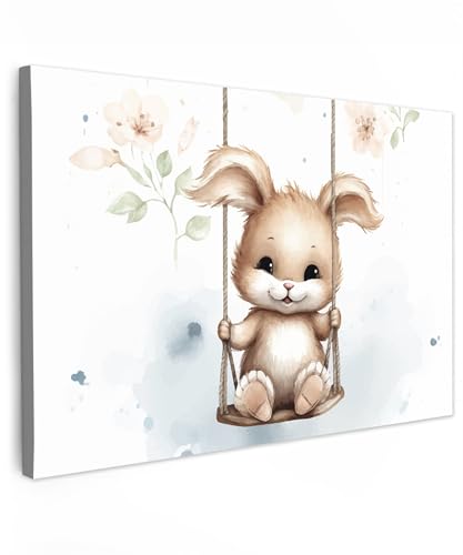 MuchoWow© Leinwände 90x60 cm Wand Bilder Leinwand Wall Deko Geschenke Bilder Jungen Mädchen Kaninchen - Babytier - Kinder - Kinderzimmer - Babyzimmer von MuchoWow