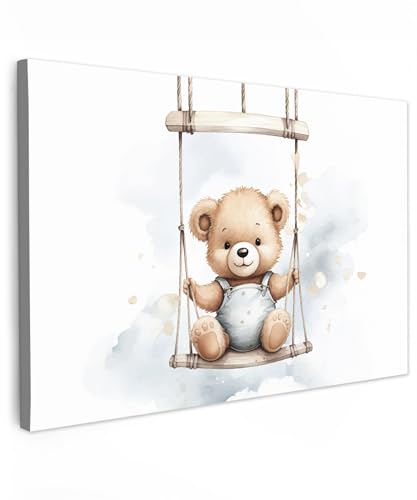 MuchoWow© Leinwand Bilder Groß 120x80 cm XXL Wanddeko Aesthetic Room Decor Deko Bilder Jungen Mädchen Bär - Baby - Tier - Kinder - Babyzimmer - Kinderzimmer von MuchoWow