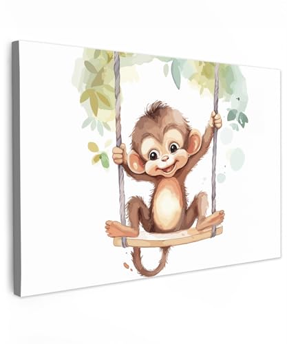 MuchoWow© Wandbilder 90x60 cm Wohnzimmer Wanddeko Schlafzimmer Zimmerdeko Wandgemälde Zimmer Deko auf Wand Dekoration Wall Art Affe - Tier - Kinder - Dschungel - Kinderzimmer - Babyzimmer von MuchoWow