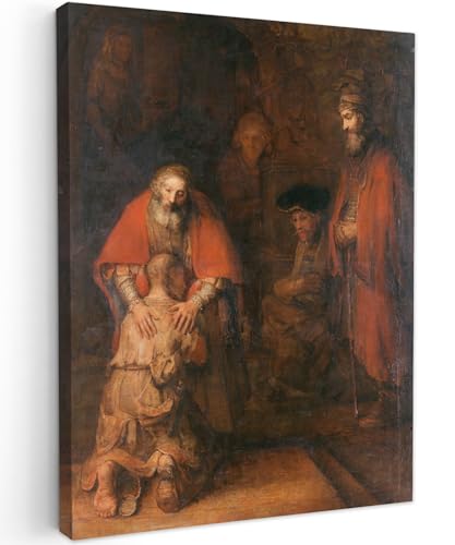 MuchoWow Leinwand Bilder, Einzigartige Wanddeko mit Rahmen, Die Rückkehr des verlorenen Sohnes - Rembrandt van Rijn, Wandbilder Wohnzimmer, Deko Schlafzimmer 30x40 cm von MuchoWow