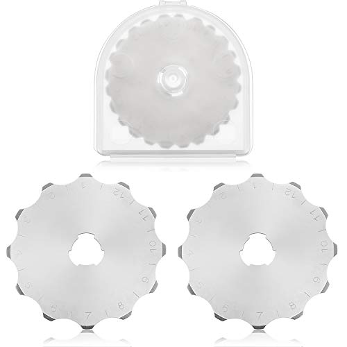 2 Stück 45mm Perforieren Rotary klingen 45mm Rollschneider Klingen mit Kunststoffbox zum Häkeln Kanten Schneiden Basteln Nähen Leder Papier Karton von Mudder