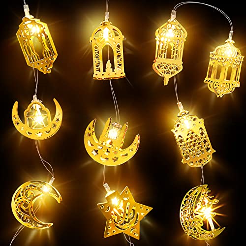 5,41 Fuß LED Ramadan Lichterketten Stern Mond Eid Mubarak Dekor Party Dekorationen Ramadan Lichter Laterne für Zuhause Garten Geburtstag von Mudder