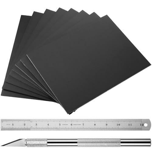 8 Stück Schaumstoffplatten mit Schaumstoffkern, silberfarbenes Bastelmesser mit Schutzkappe und 30,5 cm Edelstahl-Lineal für Kunstpräsentationen, Handwerk, Präsentationen (schwarz, 40,6 x 30,5 x 0,5 8 Stück Schaumstoffplatten mit Schaumstoffkern, silberfarbenes Bastelmesser mit Schutzkappe und 30,5 cm Edelstahl-Lineal für Kunstpräsentationen, Handwerk, Präsentationen (schwarz, 40,6 x 30,5 x 0,5 von Mudder