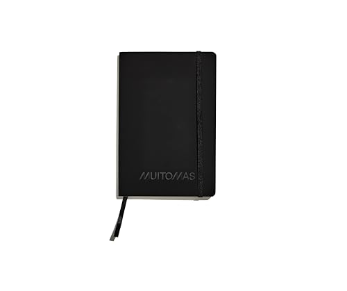 Muitomas, Block Notes A5, Notizbuch für Büro, mit weichem Einband, Innentasche und Gummibandverschluss, 120 linierte Blätter, 13 x 21 cm, Schwarz Muitomas, Block Notes A5, Notizbuch für Büro, mit weichem Einband, Innentasche und Gummibandverschluss, 120 linierte Blätter, 13 x 21 cm, Schwarz von Muitomas