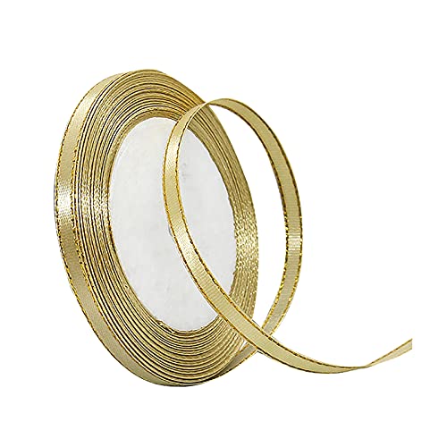 Muium(TM) Satinband Gold 6mm, 22 Meters Matt Glänzendes Geschenkband Dekoration Geschenkband breit Schleifenband, Stoffband für Hochzeit, Taufe und Geburtstag Geschenke von Muium(TM)