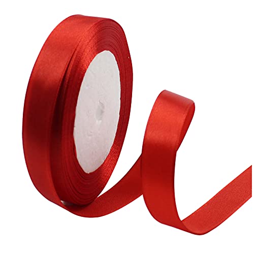 Muium(TM) Satinband Rot 15mm, 22 Meters Matt Glänzendes Geschenkband Dekoration Geschenkband breit Schleifenband, Stoffband für Hochzeit, Taufe und Geburtstag Geschenke von Muium(TM)