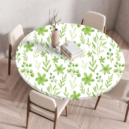 Muiuou Tischdecke Outdoor Rund, Blume Drucken Rund Tischdecken Abwaschbar Polyester Tischtuch, Wasserabweisend Dauerhaft Kratzfest für Wohnzimmer, Esszimmer, Garten (Durchmesser 140cm,Blume 4) von Muiuou