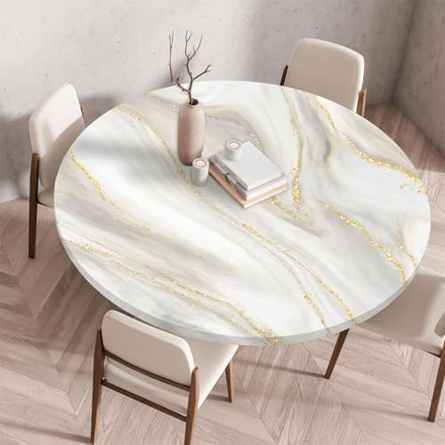 Muiuou Tischdecke Outdoor Rund, Drucken Rund Tischdecken Wasserdicht Antifouling Abwaschbar Elastisch Küchentisch Tischtuch Gartentisch Geeignet für Dekoration von Muiuou